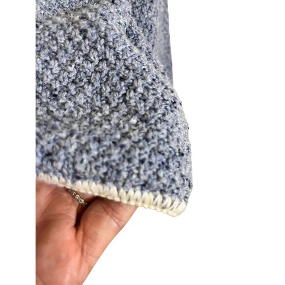 Retro Knit Sweater M Blue Coastal Nautical Preppy Old Money Neutral Classic Chic - Picture 4 of 9